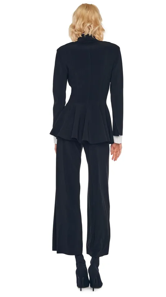 Norma Kamali Wardrobe SHORT STRAIGHT LEG PANT With SINGLE BREASTED PEPLUM JACKET 8211 Clothing Norma Kamali Wardrobe SHORT STRAIGHT LEG PANT With SINGLE BREASTED PEPLUM JACKET 8211 Clothing