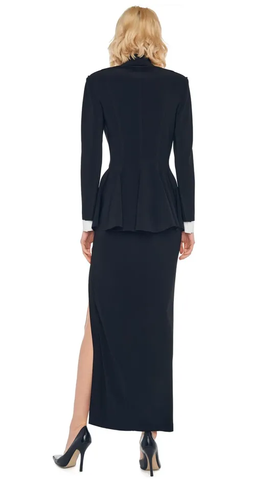 Norma Kamali Wardrobe SIDE SLIT LONG SKIRT With SINGLE BREASTED PEPLUM JACKET 8211 Clothing Norma Kamali Wardrobe SIDE SLIT LONG SKIRT With SINGLE BREASTED PEPLUM JACKET 8211 Clothing