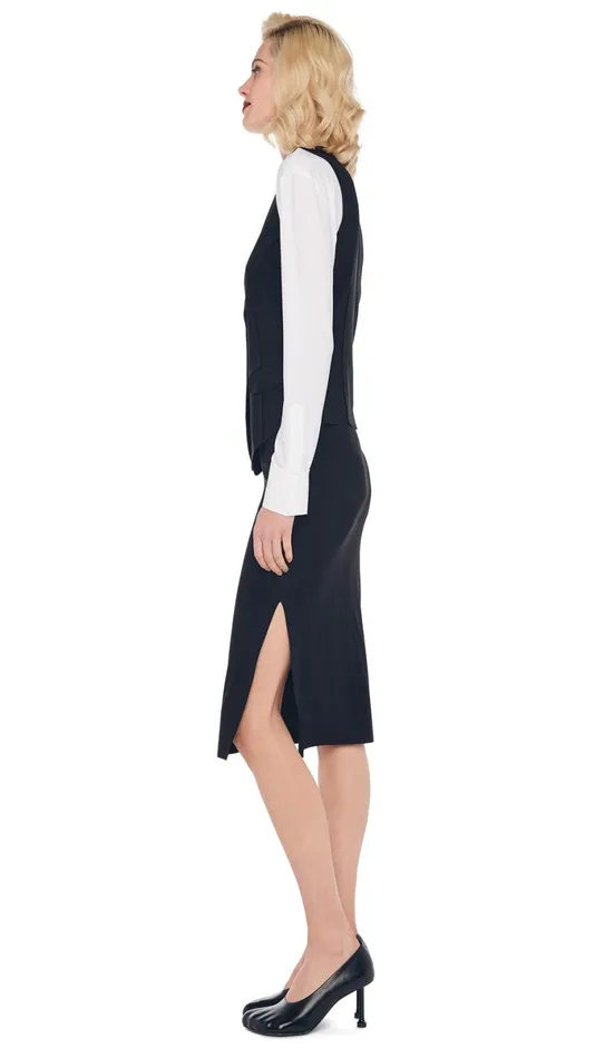 Norma Kamali Wardrobe SIDE SLIT SKIRT COVER THE KNEE With VEST WITH LAPEL 8211 Clothing Norma Kamali Wardrobe SIDE SLIT SKIRT COVER THE KNEE With VEST WITH LAPEL 8211 Clothing