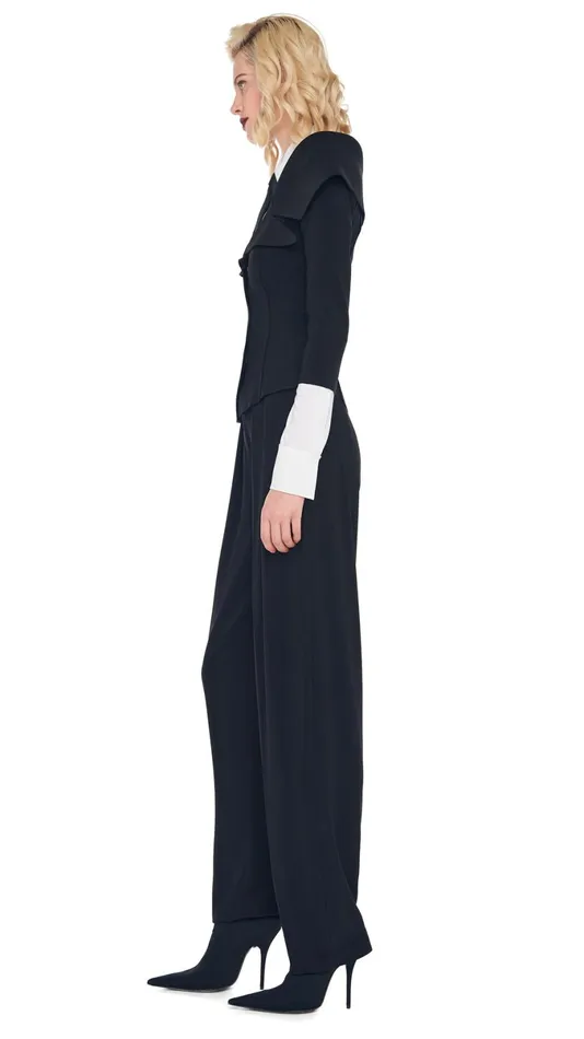 Norma Kamali Wardrobe TAPERED PLEATED TROUSER With OFF SHOULDER SINGLE BREASTED JACKET 8211 Clothing Norma Kamali Wardrobe TAPERED PLEATED TROUSER With OFF SHOULDER SINGLE BREASTED JACKET 8211 Clothing