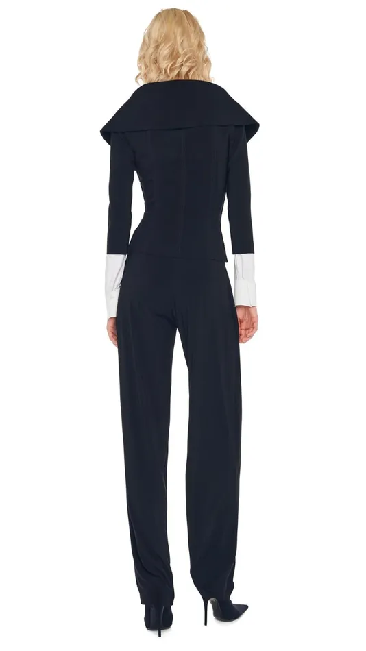 Norma Kamali Wardrobe TAPERED PLEATED TROUSER With OFF SHOULDER SINGLE BREASTED JACKET 8211 Clothing Norma Kamali Wardrobe TAPERED PLEATED TROUSER With OFF SHOULDER SINGLE BREASTED JACKET 8211 Clothing