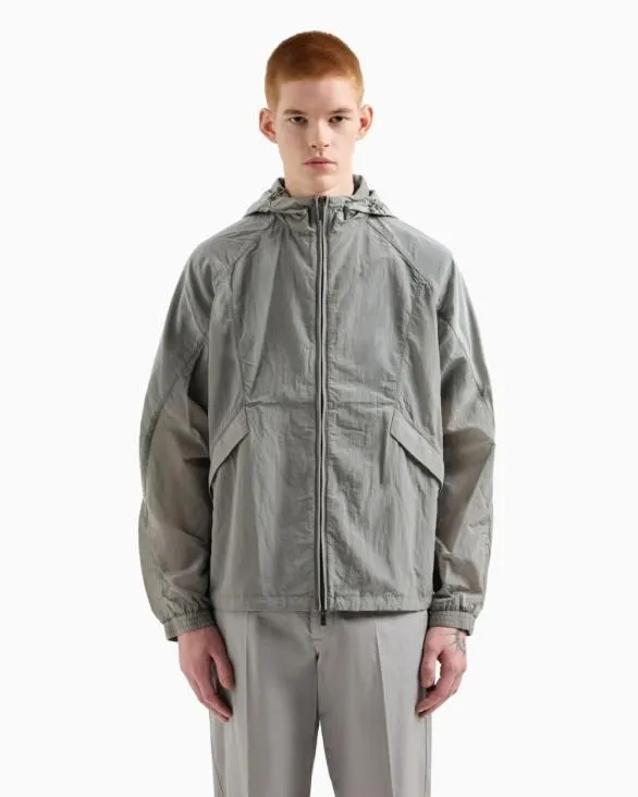 Nylon Hooded Blouson Grey Men Armani Outerwear Nylon Hooded Blouson Grey Men Armani Outerwear
