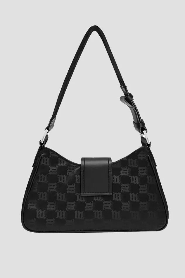 Nylon Monogram Shoulder Bag Medium Black Women MISBHV Bags