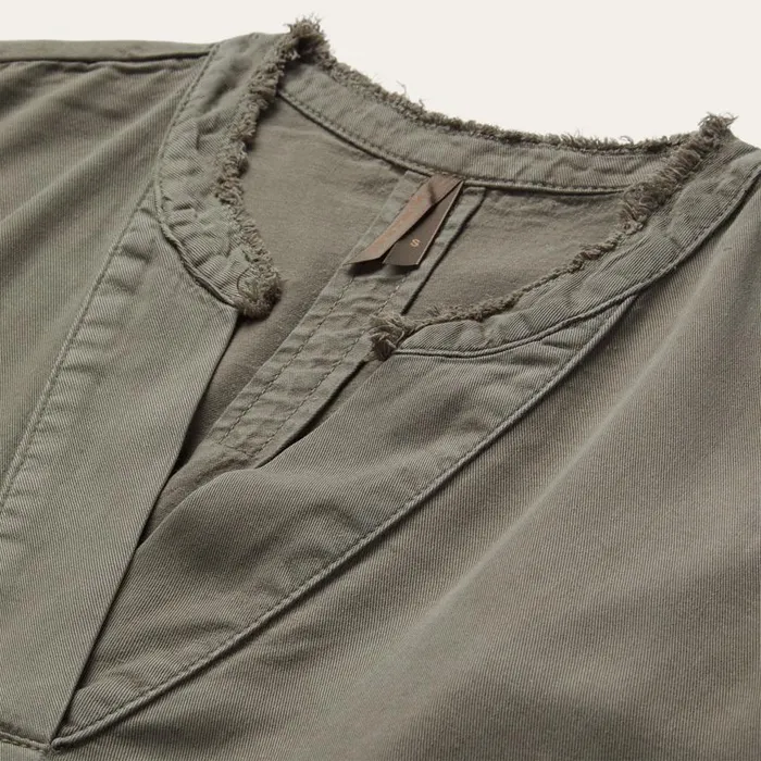 Olive Lyocell Twill Peasant Blouse Green Women Stetson Blouses