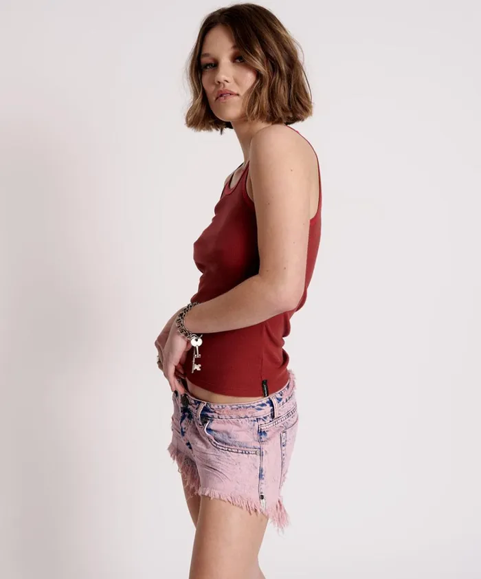 ONE TEASPOON RIB SINGLET RED Women One Teaspoon Tees and Tanks ONE TEASPOON RIB SINGLET RED Women One Teaspoon Tees and Tanks