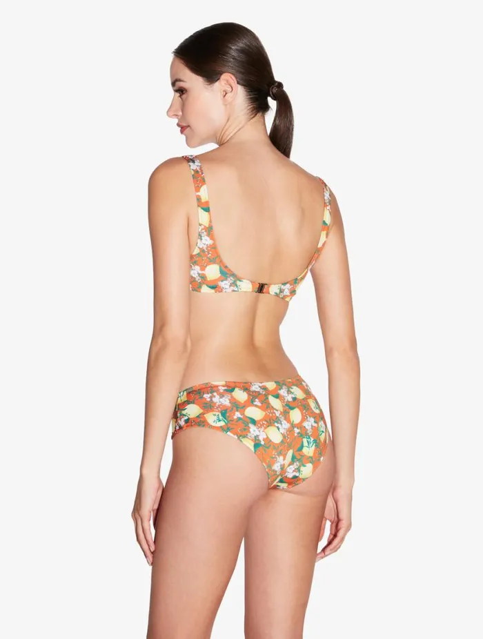 Orange Printed Bikini Brief With Draped Waist Swim La Perla Bikinis