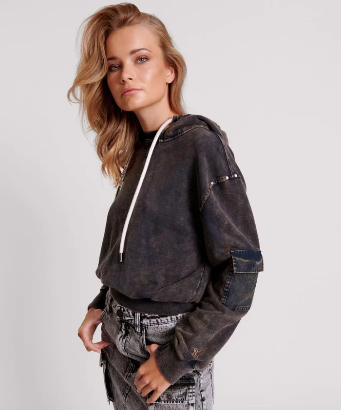 OTS MIDNIGHT RUST CARGO STUDDED ADVENTURE HOODY Women One Teaspoon Hoodies And Sweats OTS MIDNIGHT RUST CARGO STUDDED ADVENTURE HOODY Women One Teaspoon Hoodies And Sweats