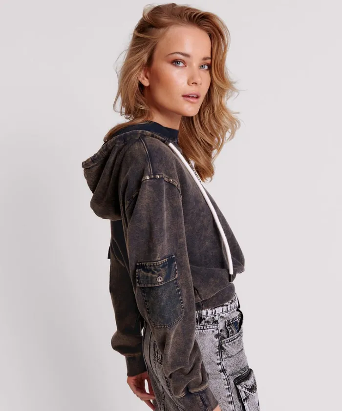 OTS MIDNIGHT RUST CARGO STUDDED ADVENTURE HOODY Women One Teaspoon Hoodies And Sweats OTS MIDNIGHT RUST CARGO STUDDED ADVENTURE HOODY Women One Teaspoon Hoodies And Sweats