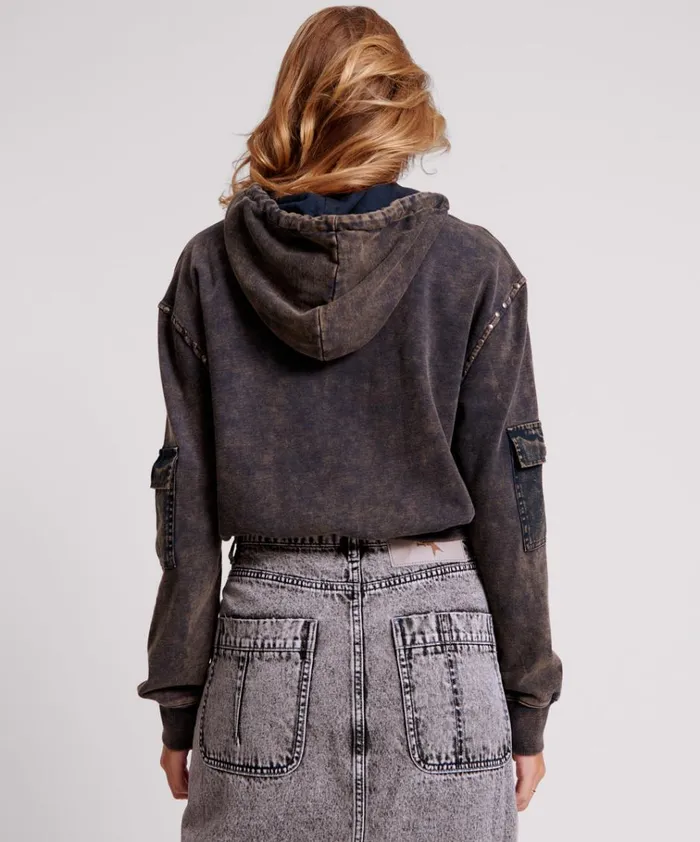 OTS MIDNIGHT RUST CARGO STUDDED ADVENTURE HOODY Women One Teaspoon Hoodies And Sweats OTS MIDNIGHT RUST CARGO STUDDED ADVENTURE HOODY Women One Teaspoon Hoodies And Sweats