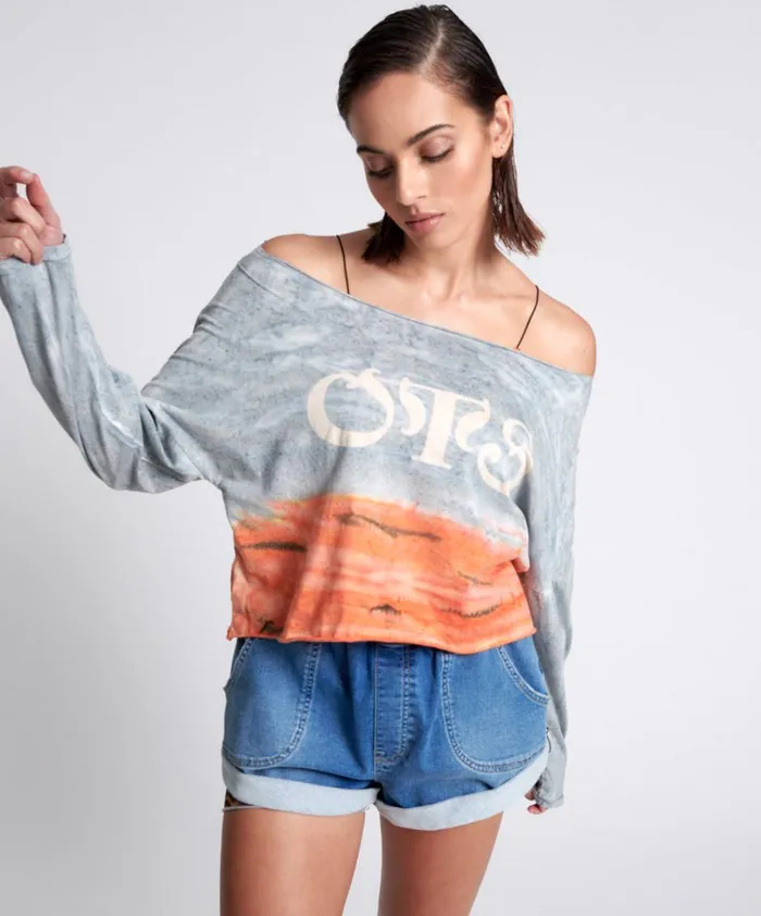 OTS ORGANIC RUMBLE CROPPED LONGSLEEVE TEE Women One Teaspoon Tops OTS ORGANIC RUMBLE CROPPED LONGSLEEVE TEE Women One Teaspoon Tops
