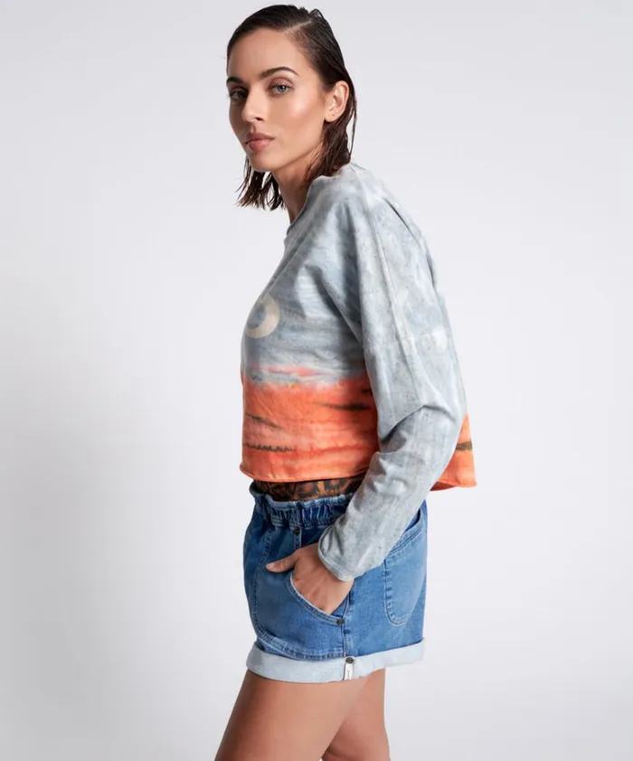 OTS ORGANIC RUMBLE CROPPED LONGSLEEVE TEE Women One Teaspoon Tops OTS ORGANIC RUMBLE CROPPED LONGSLEEVE TEE Women One Teaspoon Tops