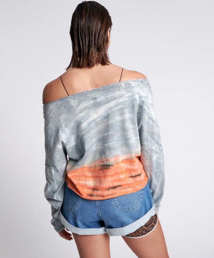 OTS ORGANIC RUMBLE CROPPED LONGSLEEVE TEE Women One Teaspoon Tops OTS ORGANIC RUMBLE CROPPED LONGSLEEVE TEE Women One Teaspoon Tops