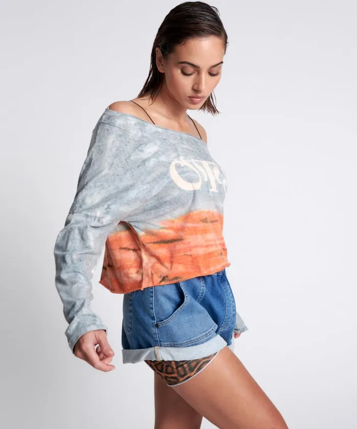 OTS ORGANIC RUMBLE CROPPED LONGSLEEVE TEE Women One Teaspoon Tops OTS ORGANIC RUMBLE CROPPED LONGSLEEVE TEE Women One Teaspoon Tops