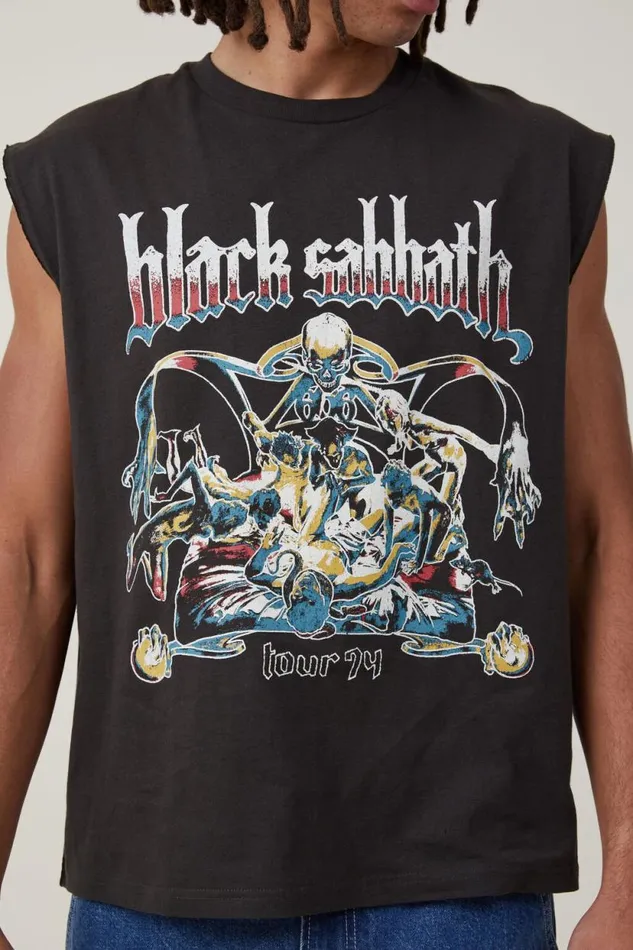 Oversized License Muscle Lcn Bra Washed Black Black Sabbath 8211 74 Men Cotton On Tees and Tanks Oversized License Muscle Lcn Bra Washed Black Black Sabbath 8211 74 Men Cotton On Tees and Tanks