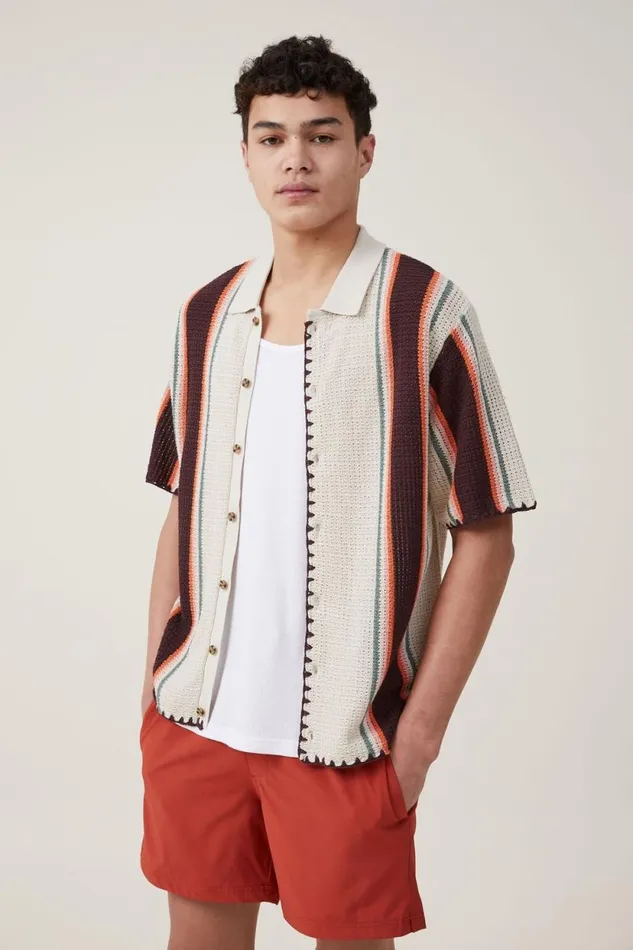 Pablo Short Sleeve Shirt Stone Vert Stripe Men Cotton On Tees and Tanks Pablo Short Sleeve Shirt Stone Vert Stripe Men Cotton On Tees and Tanks
