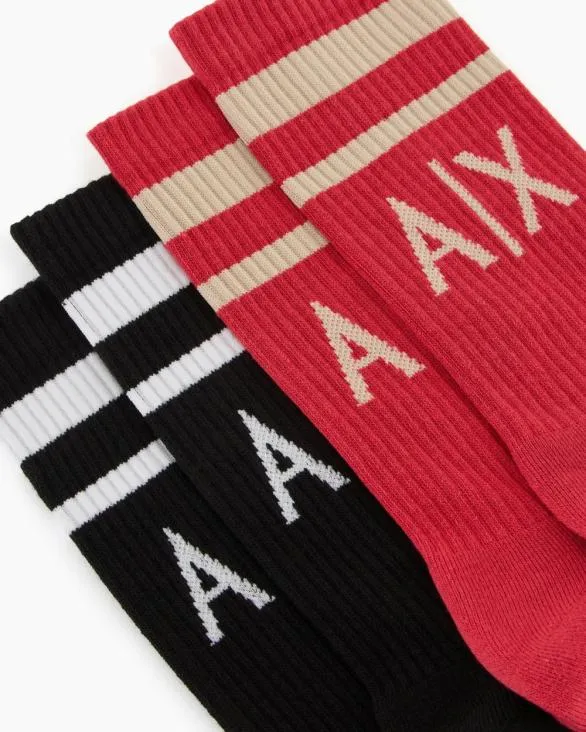Pack Of 2 Pairs Of Socks With Logo Red Men Armani Intimates And Loungewear Pack Of 2 Pairs Of Socks With Logo Red Men Armani Intimates And Loungewear