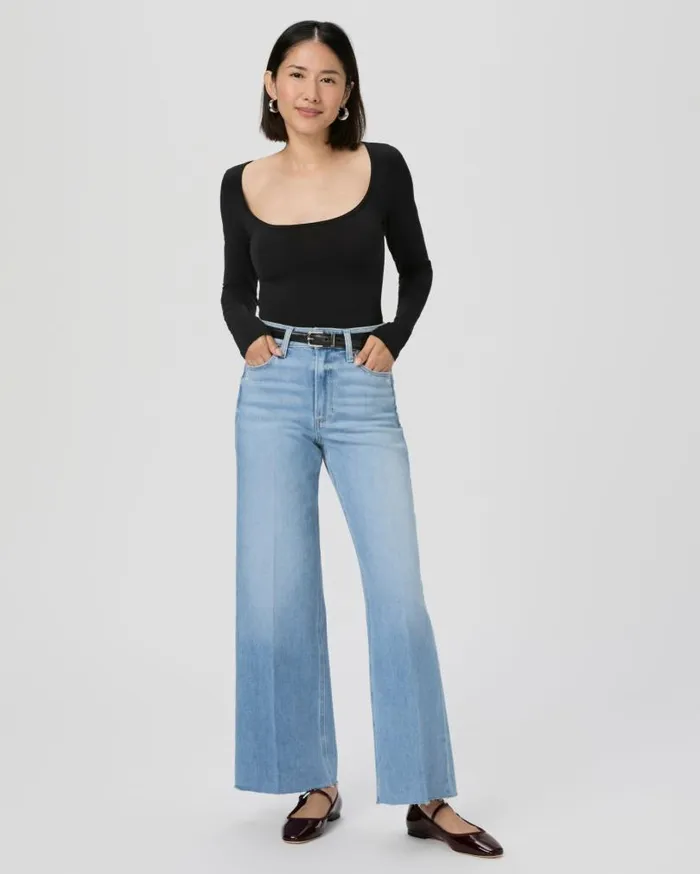 PAIGE Denim Women Anessa Petite 29 Inch Wide Leg Jean 8211 Helena