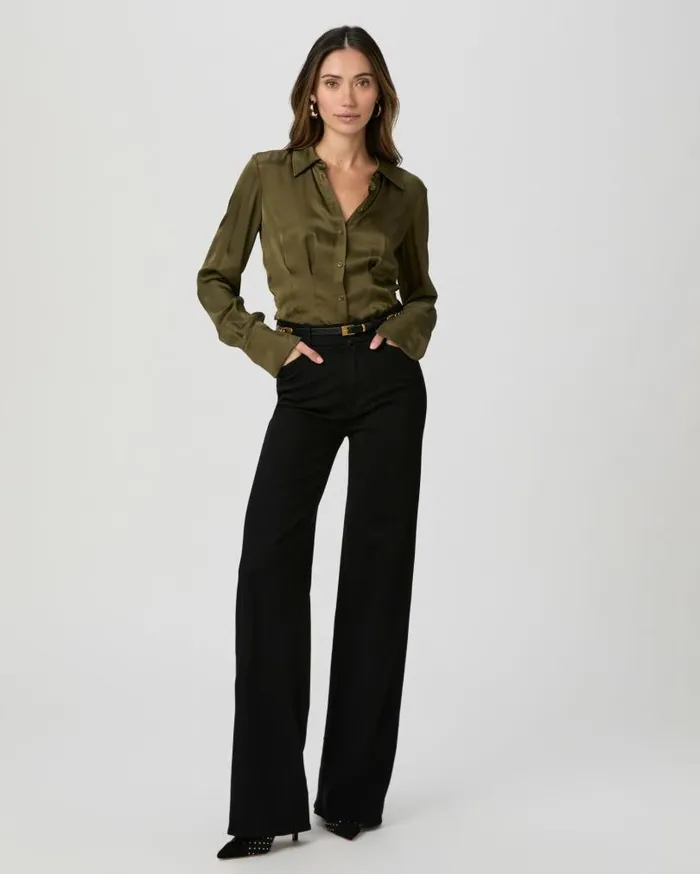 PAIGE Denim Women Sasha Wide Leg Jean 8211 Black Shadow