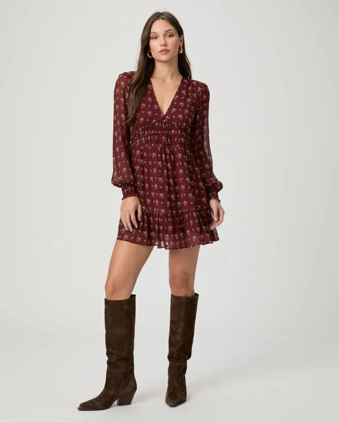 PAIGE Dresses Women Brasserie Dress 8211 Oxblood Multi Silk