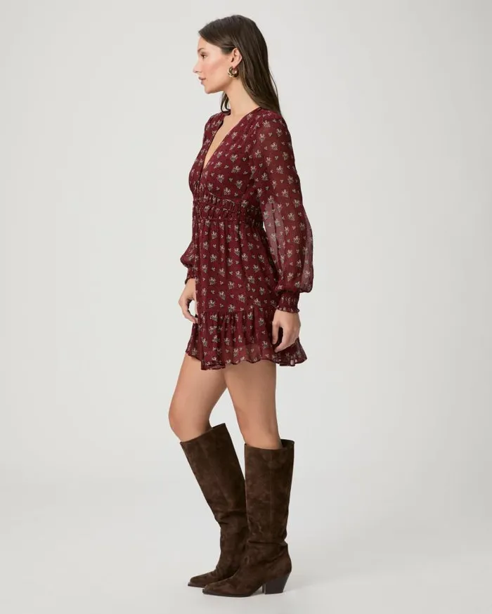 PAIGE Dresses Women Brasserie Dress 8211 Oxblood Multi Silk PAIGE Dresses Women Brasserie Dress 8211 Oxblood Multi Silk