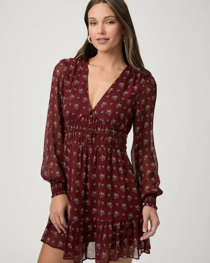PAIGE Dresses Women Brasserie Dress 8211 Oxblood Multi Silk PAIGE Dresses Women Brasserie Dress 8211 Oxblood Multi Silk