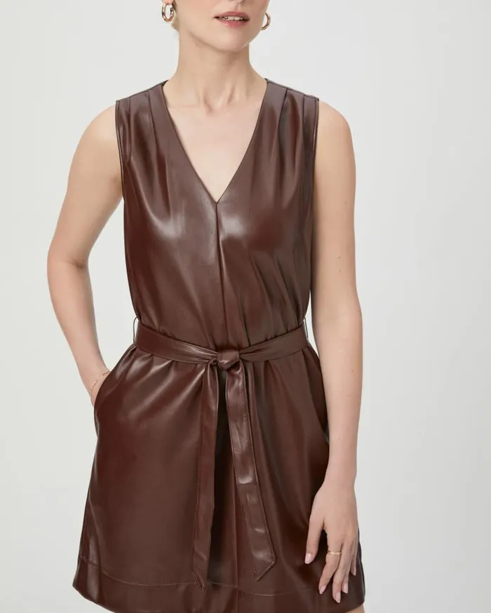 PAIGE Dresses Women Luisa Dress 8211 Rum Raisin Faux Leather PAIGE Dresses Women Luisa Dress 8211 Rum Raisin Faux Leather