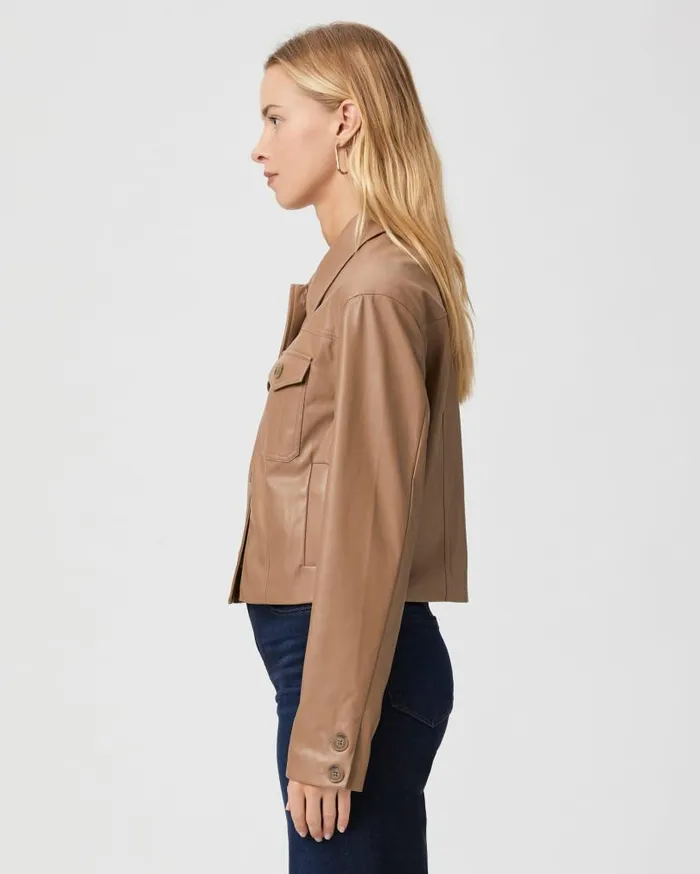 PAIGE Jackets and Coats Women Fenwick Jacket 8211 Burnt Sugar Faux Leather PAIGE Jackets and Coats Women Fenwick Jacket 8211 Burnt Sugar Faux Leather