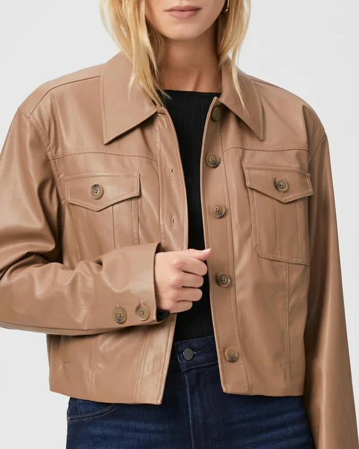 PAIGE Jackets and Coats Women Fenwick Jacket 8211 Burnt Sugar Faux Leather PAIGE Jackets and Coats Women Fenwick Jacket 8211 Burnt Sugar Faux Leather