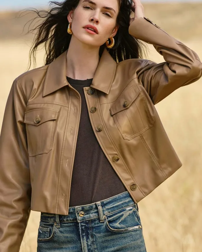 PAIGE Jackets and Coats Women Fenwick Jacket 8211 Burnt Sugar Faux Leather PAIGE Jackets and Coats Women Fenwick Jacket 8211 Burnt Sugar Faux Leather