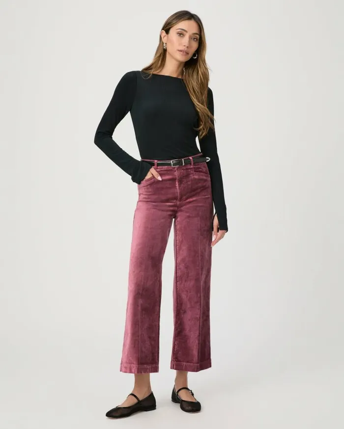 PAIGE Pants Women Anessa Trouser Wide Leg Pant 8211 Rose Tea Velvet