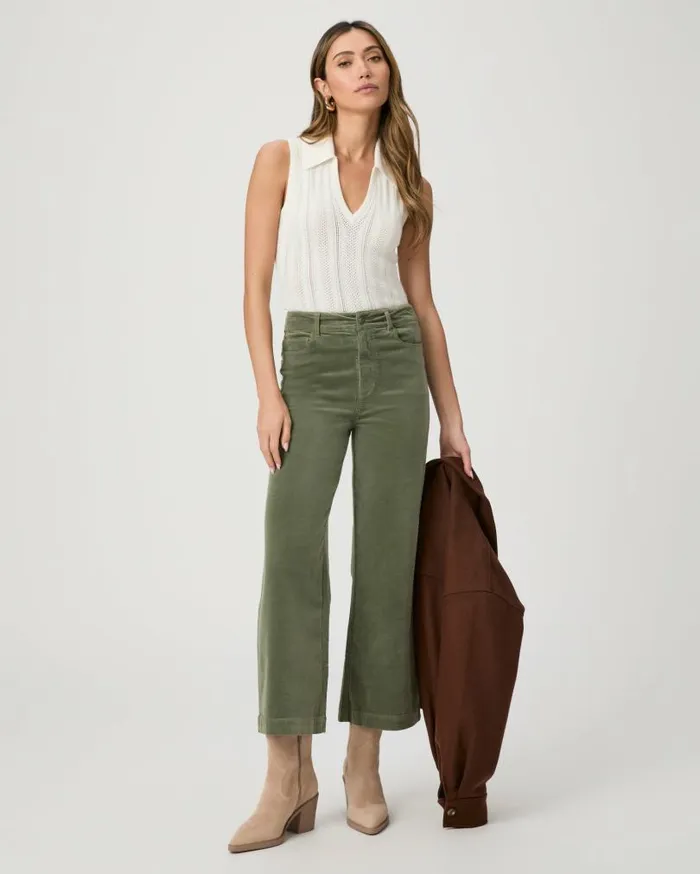 PAIGE Pants Women Anessa Wide Leg Pant 8211 Aloe Corduroy