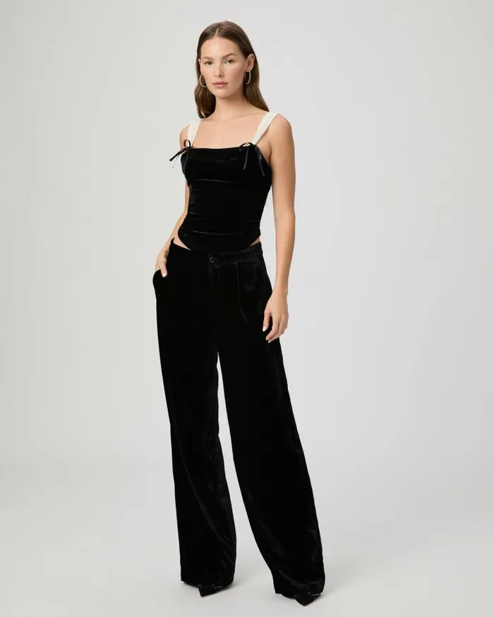 PAIGE Pants Women Kara Wide Leg Pant 8211 Black Velvet
