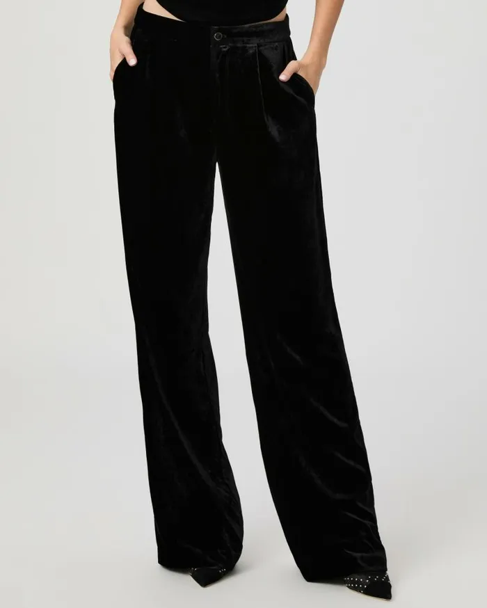 PAIGE Pants Women Kara Wide Leg Pant 8211 Black Velvet PAIGE Pants Women Kara Wide Leg Pant 8211 Black Velvet