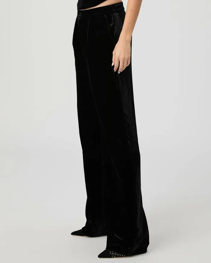 PAIGE Pants Women Kara Wide Leg Pant 8211 Black Velvet PAIGE Pants Women Kara Wide Leg Pant 8211 Black Velvet