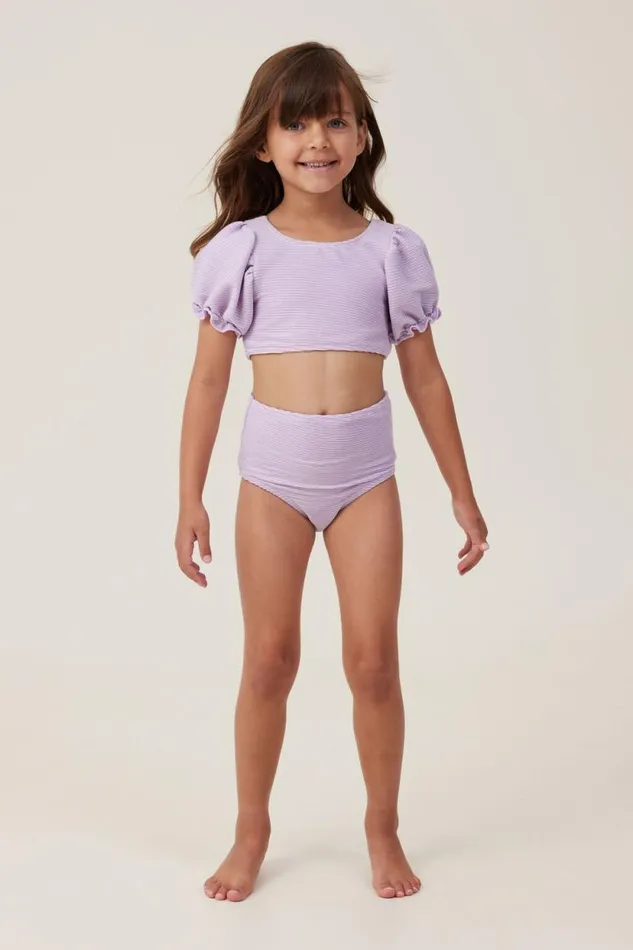 Paige Puff Sleeve Bikini Lilac Dropsparkle Girls Cotton On Swimwear Paige Puff Sleeve Bikini Lilac Dropsparkle Girls Cotton On Swimwear