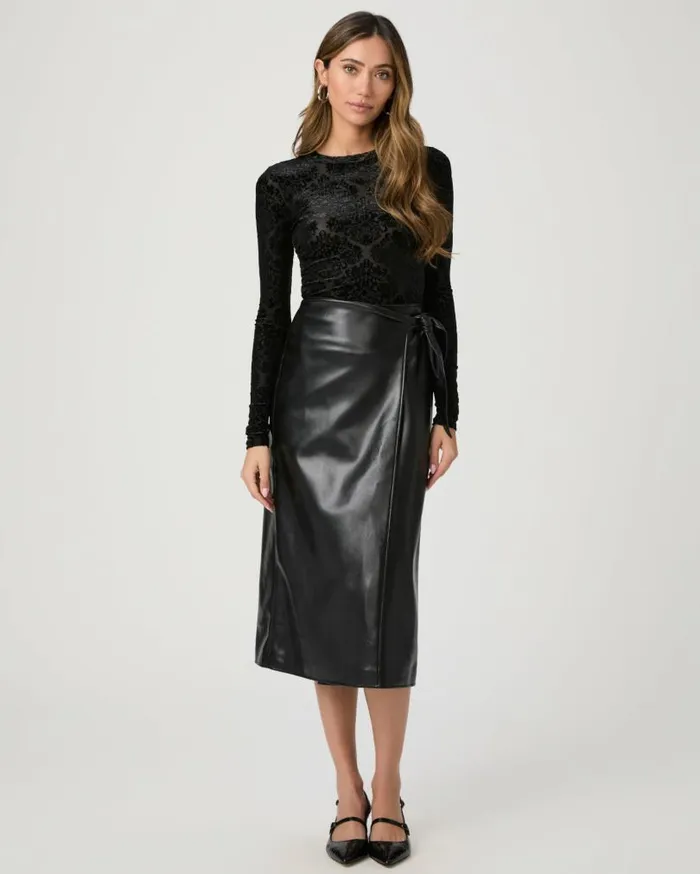 PAIGE Skirts Women Ogden Skirt 8211 Black Faux Leather