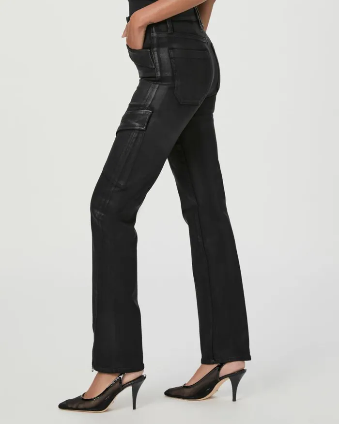PAIGE Straight Women Stella Cargo Straight Jean 8211 Black Fog Luxe Coating PAIGE Straight Women Stella Cargo Straight Jean 8211 Black Fog Luxe Coating