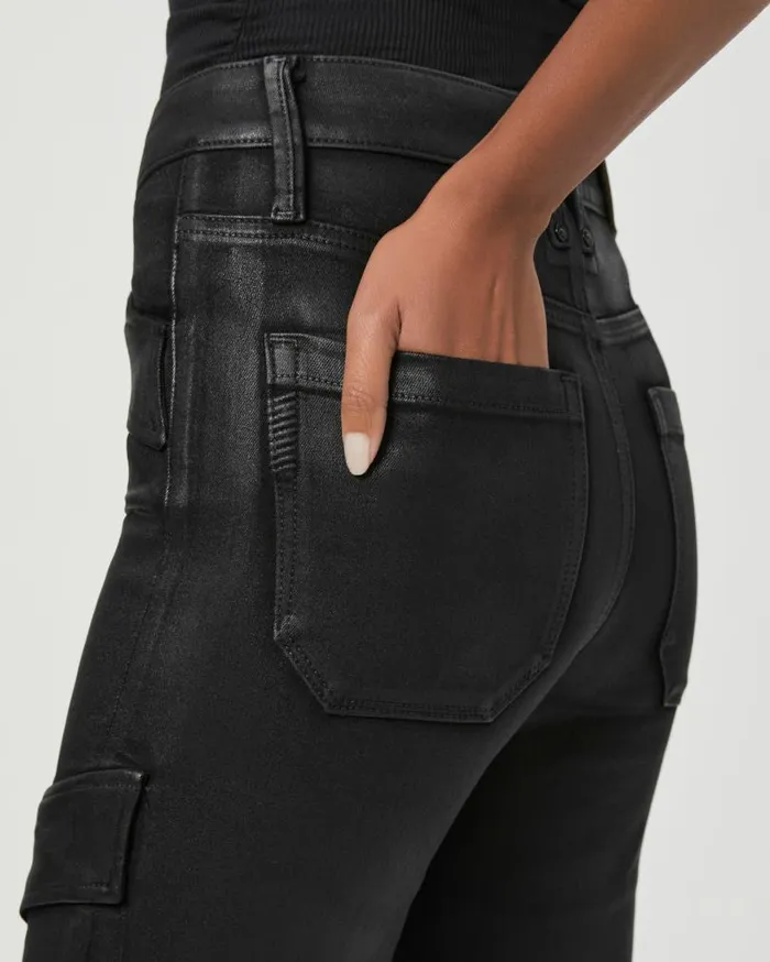 PAIGE Straight Women Stella Cargo Straight Jean 8211 Black Fog Luxe Coating PAIGE Straight Women Stella Cargo Straight Jean 8211 Black Fog Luxe Coating