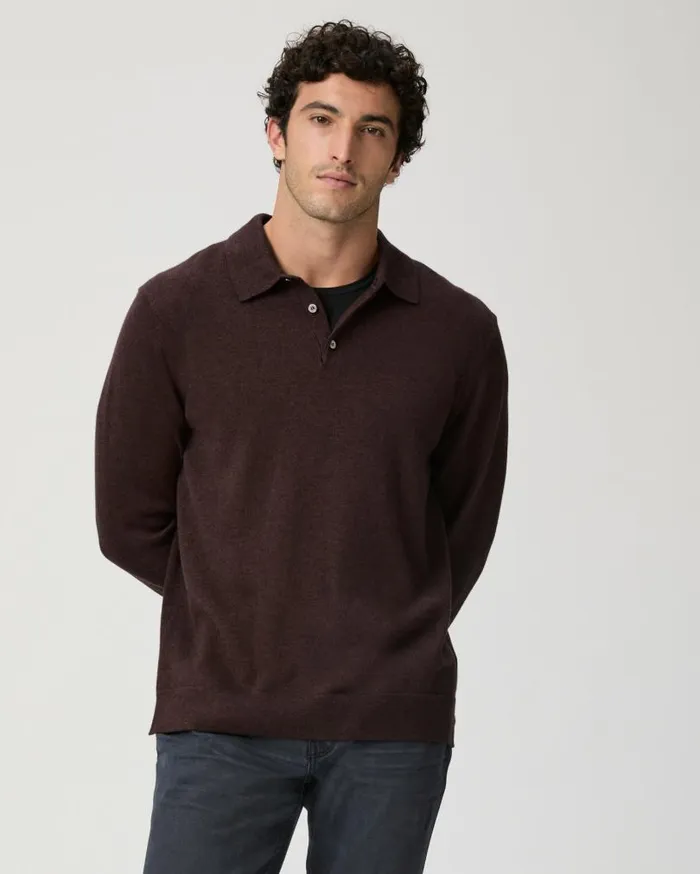 PAIGE Sweaters and Sweatshirts Men Finsbury Sweater Polo 8211 Heathered Bordeaux PAIGE Sweaters and Sweatshirts Men Finsbury Sweater Polo 8211 Heathered Bordeaux