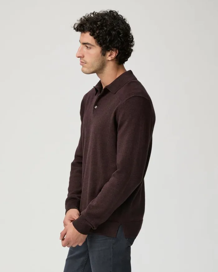 PAIGE Sweaters and Sweatshirts Men Finsbury Sweater Polo 8211 Heathered Bordeaux PAIGE Sweaters and Sweatshirts Men Finsbury Sweater Polo 8211 Heathered Bordeaux