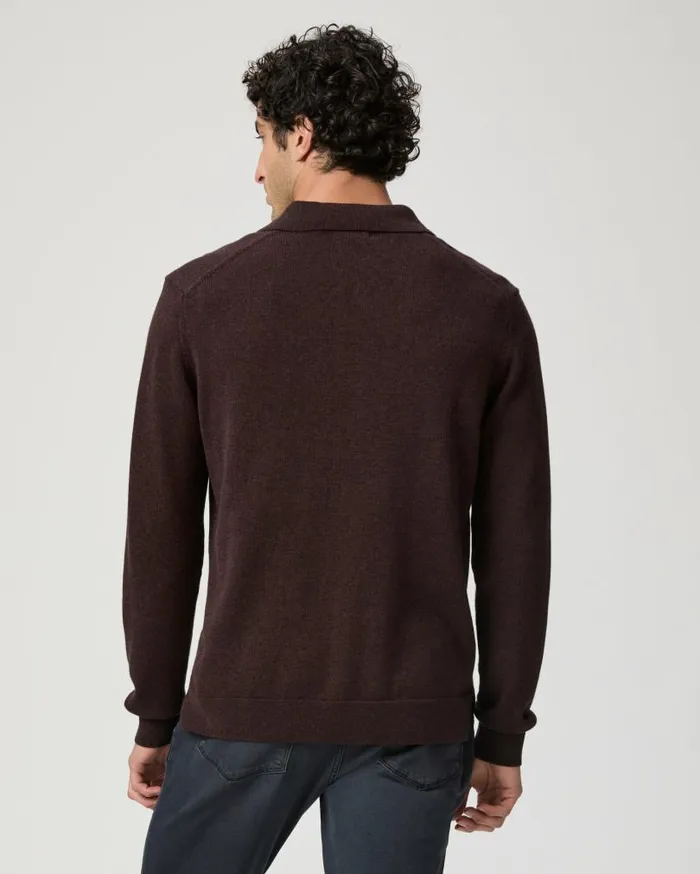 PAIGE Sweaters and Sweatshirts Men Finsbury Sweater Polo 8211 Heathered Bordeaux PAIGE Sweaters and Sweatshirts Men Finsbury Sweater Polo 8211 Heathered Bordeaux