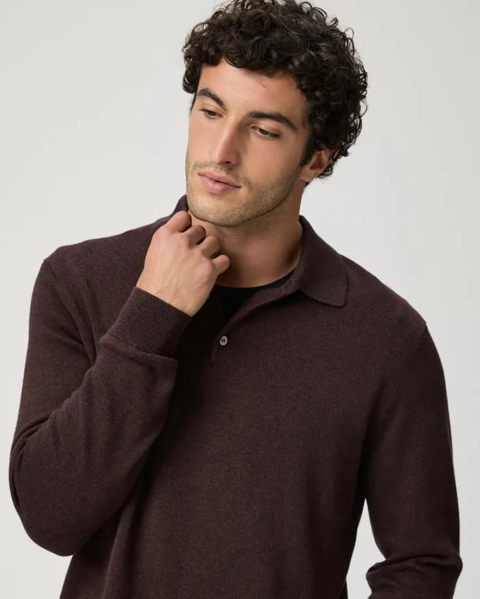PAIGE Sweaters and Sweatshirts Men Finsbury Sweater Polo 8211 Heathered Bordeaux PAIGE Sweaters and Sweatshirts Men Finsbury Sweater Polo 8211 Heathered Bordeaux