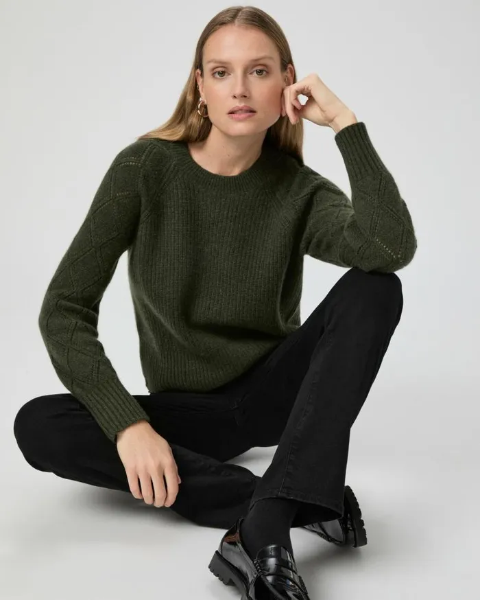 PAIGE Sweaters and Sweatshirts Women Monserrat Sweater 8211 Olive Night Cashmere