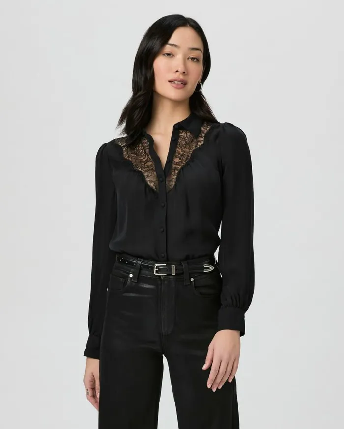 PAIGE Tops and Blouses Women Clairette Blouse 8211 Black Silk