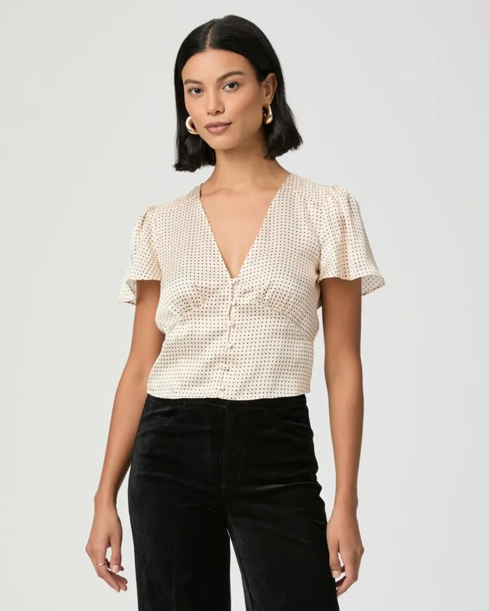 PAIGE Tops and Blouses Women Miso Top 8211 TravertineBlack Silk PAIGE Tops and Blouses Women Miso Top 8211 TravertineBlack Silk