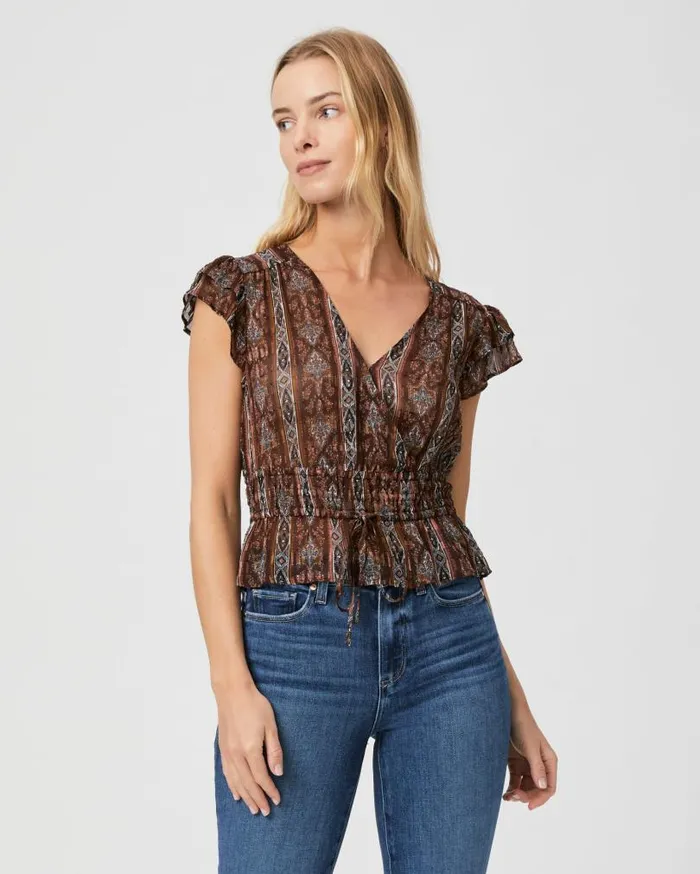 PAIGE Tops and Blouses Women Pancetta Top 8211 Landslide Multi Silk PAIGE Tops and Blouses Women Pancetta Top 8211 Landslide Multi Silk