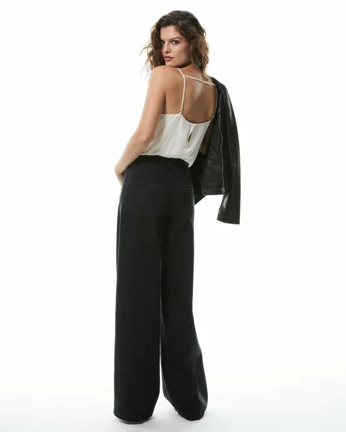 PAIGE Wide Leg Women 20th Anniversary Capsule Portia Wide Leg Jean 8211 Deep Caviar