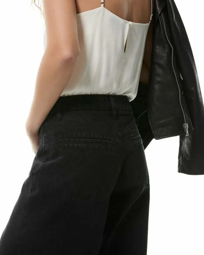 PAIGE Wide Leg Women 20th Anniversary Capsule Portia Wide Leg Jean 8211 Deep Caviar