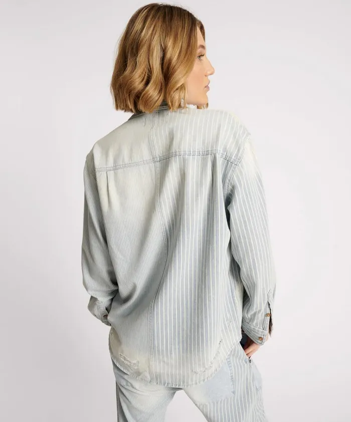 PAINTERS STRIPE EVERYDAY SHIRT Women One Teaspoon Denim Tops PAINTERS STRIPE EVERYDAY SHIRT Women One Teaspoon Denim Tops