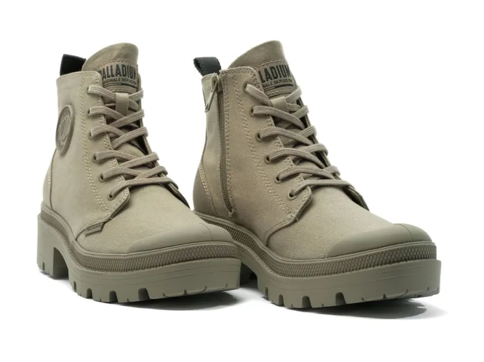 PALLADIUM PALLABASE TWILL Dusky Green Women Boots PALLADIUM PALLABASE TWILL Dusky Green Women Boots